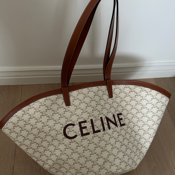 Celine Couffin Large Coated Canvas & Leather Tote white - Picture 3 of 6